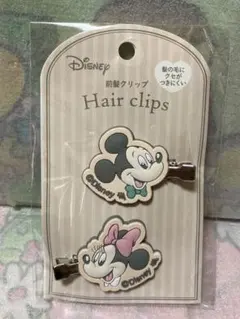 ディズニー　ミッキーマウス　ミニーマウス　前髪クリップ　セット　新品
