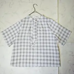 新品タグ付き Honeys GLACIER ボウタイ風 チェック ブラウス M