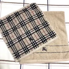 【新品】バーバリー フェイスタオル　ハンドタオル　2枚セット　チェック　ベージュ