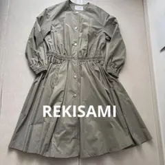 レキサミ　オリーブ　カーキ　薄手コート　レインコート　アウター