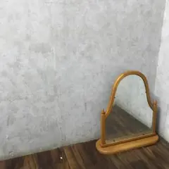 レトロ 木製フレームミラー 昭和レトロ ナチュラルウッドミラー 鏡