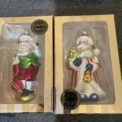 サンタクロース ガラスオーナメント 2個セット