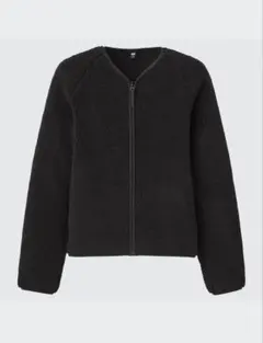 専用　ユニクロ　ソフトボアフリースVネックカーディガン　ブラック　XL