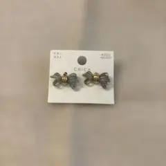 m*✿様 蝶デザイン グレー ピアスと金色スタッドピアスセット