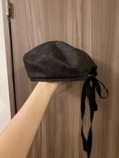 【未使用】CA4LA ベレー帽 ブラック リボン