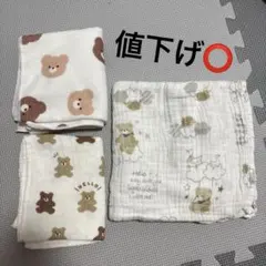フェイスタオル おくるみ 3枚セット くま柄