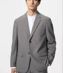 【美品】【しつけ糸残】25年モデル ユニクロ 感動ジャケット ウールライク