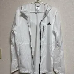 adidas フード付きホワイトウィンドブレーカー