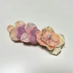 花モチーフ ヘアクリップ バレッタ ピンク パープル クリーム