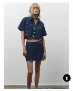 zara ダークブルー デニムセットアップ
