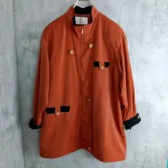 【イノセントステージ】オレンジ系の上品なアウター　肩パット　袖裾上げすみ　M