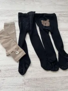 ベビーギャップクマ刺繍付きベビータイツ 2点セット　レッグウォーマーおまけ付き