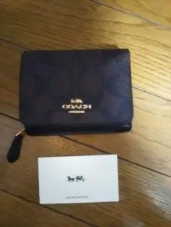 COACH コーチ 三つ折り財布 シグネチャー ブラウン