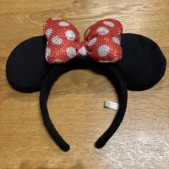 ミニーマウス カチューシャ 赤い水玉リボン