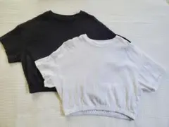 GUキッズ　クロップドTシャツ 2色セット（ブラック・ホワイト）