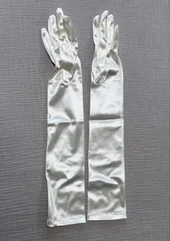 ホワイト サテン調 ロング丈 ウェディンググローブ ブライダル 結婚式