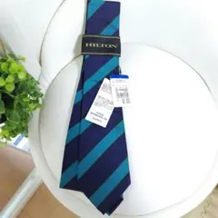 専用【新品】HILTON ネクタイ タグ付き 紺×ターコイズブルー色 日本製