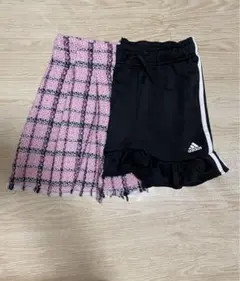 スカート フリル ジャージ ツイードアシメ 異素材 切り替え アディダス 古着