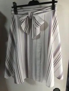 ミッシュマッシュ ストライプ　スカート　ビジュー リボン