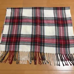 圍巾 喀什米爾觸感格紋披肩（紅綠白）