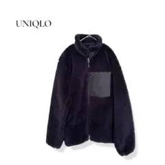 ユニクロ ボアフリースジャケット L 黒 カジュアル ダブルジップアップ