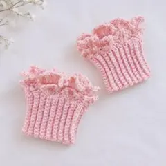 ハンドメイド つけ袖 フリル ピンク