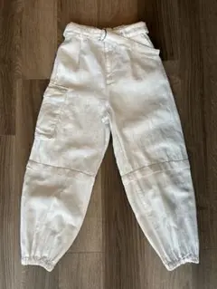 ZARA リネン　ホワイトカーゴパンツ 11-12歳（152）