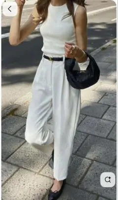 column リブニット　ライトブルー　 ノースリーブニット　ニットベスト