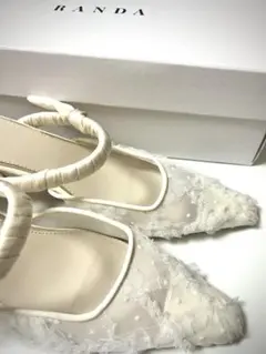zara 刺繍＆レースキトンヒールシューズ 22.8cm - メルカリ