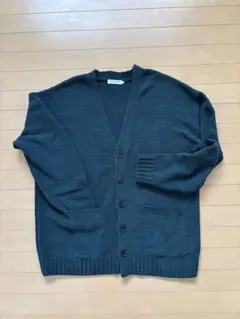 メンズ カーディガン Vネック ニットカーディガン 濃緑色