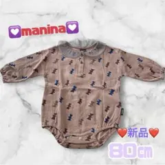 限定1点✨新品未使用✨manina ☘️蝶模様ロンパース 80cm 春秋！！