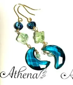 天然石フローライト★ブルーアパタイト月１４Kgfピアス