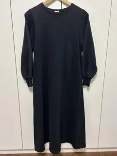 green label relaxing 裏毛フレア長袖ワンピース ブラック