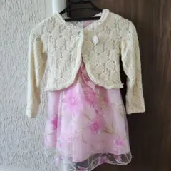 レースカーディガン付き花柄ドレス