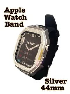 Apple Watch ラバーバンド 44mm シルバー カバー ベルト 高見え