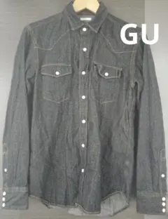 GU製 デニム·ウエスタンシャツ　黒　М