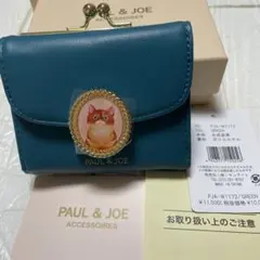 新品、PAUL&JOE ポール&ジョー、猫エンブレム、がま口、折財布