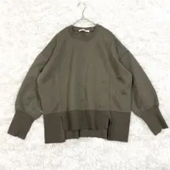 メルローズ MELROSE ドッキングトップス クルーネック カーキ ゆったり