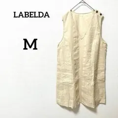 【ラベルダ】エスニック風　ノースリーブチュニック　キナリ　M ワンピース　綿麻