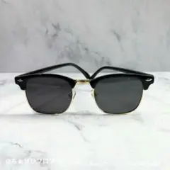 サングラス 伊達メガネ 黒眼鏡 黒縁 金縁 サーモントブロー ハーフリム