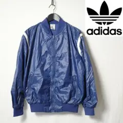 80s ビンテージ adidas ナイロンジャケット 46 / ネイビー