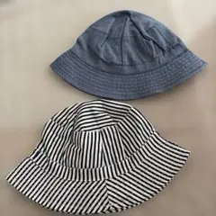 H&M ベビー帽子 ストライプとブルー　2個セット