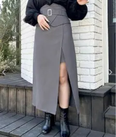 INGNI サイドスリット ロングスカート グレー Fサイズ