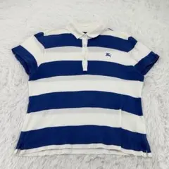 【日本製】BURBERRY GOLF ストライプ ポロシャツ ボーダー ロゴ刺繍のサムネイル