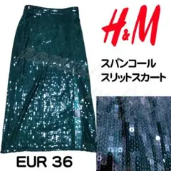 【EUR 36】H&M スパンコール スリットロングスカート クリスマスのサムネイル