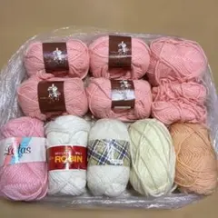 ウール　アクリル並太　毛糸　ピンク他セット