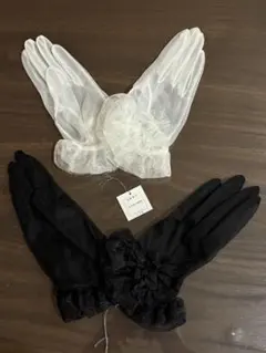 ウェディンググローブ 2点セット ホワイト ブラック 日本製