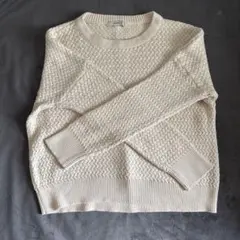 mystic アイボリー編み込み長袖セーター