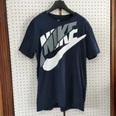 NIKE ナイキ BIGスウォッシュ　デカロゴ　Tシャツ　古着　ネイビー　L　紺