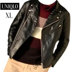 UNIQLO★ユニクロ★ダブルライダースジャケット★フェイク★黒★XL